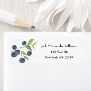 Watercolor Blueberries Fruit return address Label