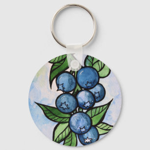 Watercolor Blueberries  Key Ring