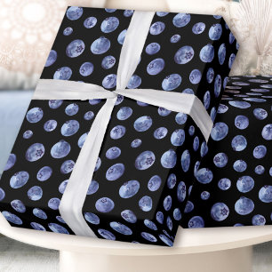 Watercolor blueberries pattern wrapping paper