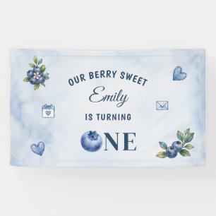 Watercolor Blueberry 1st Birthday Party Banner