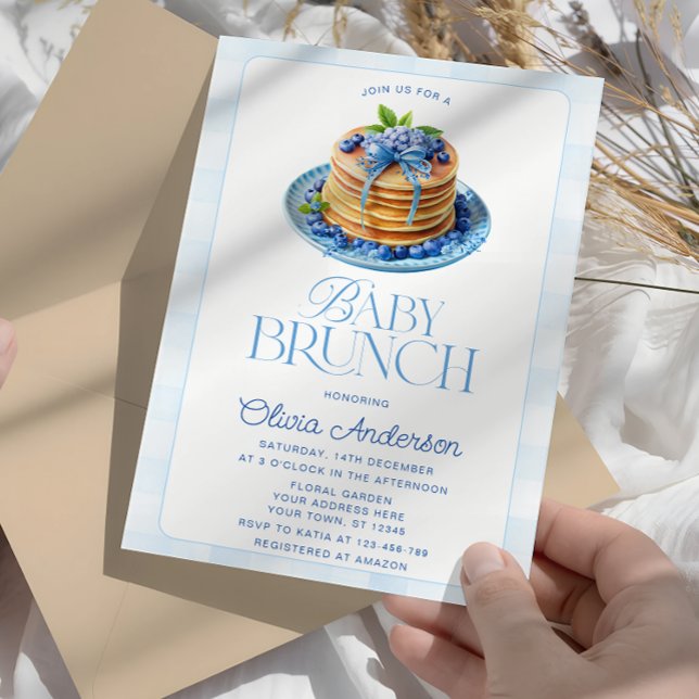 Watercolor Blueberry Baby Brunch Baby Shower Invitation (Creator Uploaded)