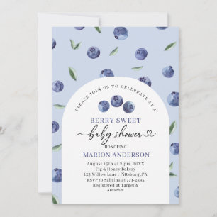 Watercolor Blueberry Baby shower  Invitation