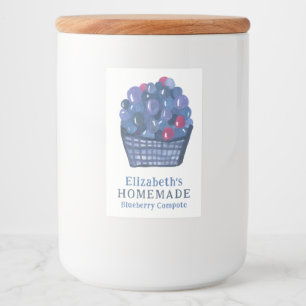 Watercolor Blueberry Basket Custom Homemade Jam Food Label