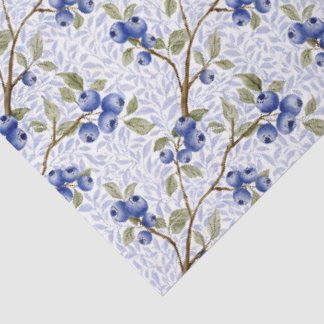 Watercolor Blueberry Botanical in Blue Green White Tissue Paper
