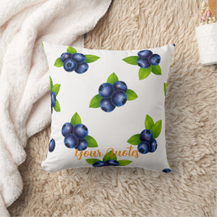Watercolor Blueberry Botanical Pattern Cushion