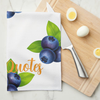 Watercolor Blueberry Botanical Pattern Tea Towel