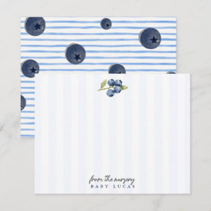 watercolor blueberry Cute Nursery Note Card