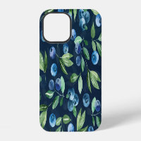 Watercolor Blueberry Dark Background Pattern