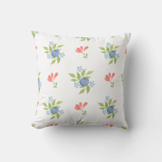 Watercolor Blueberry Floral Pattern Cushion