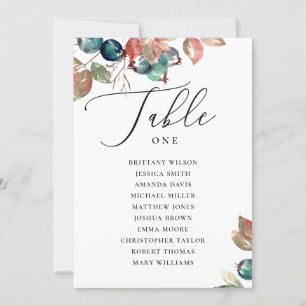 Watercolor blueberry floral wedding seating chart invitation