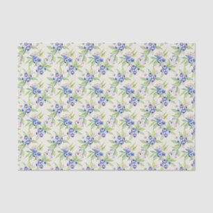 Watercolor Blueberry Fruit and Blueberry Flowers Tissue Paper