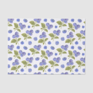 Watercolor Blueberry Fruit and Blueberry Leaves  Tissue Paper