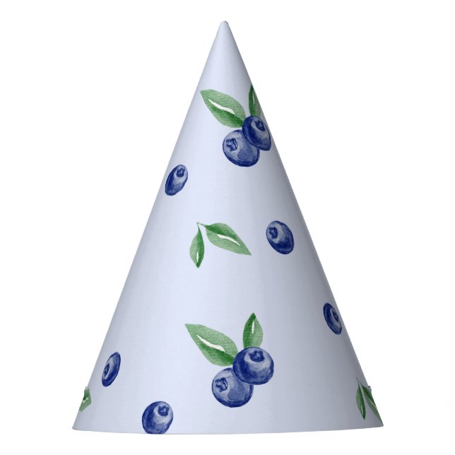 Watercolor blueberry pattern boy birthday party hat (Front)
