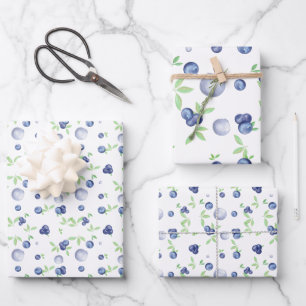 Watercolor Blueberry Wrapping Paper Sheet