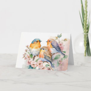 Watercolor Bluebirds Card