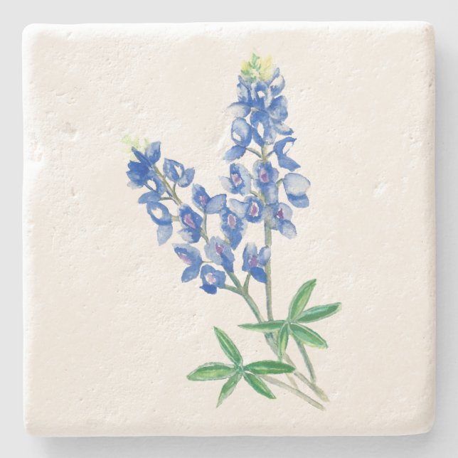 Watercolor Bluebonnet 3 Stone Coaster (Front)