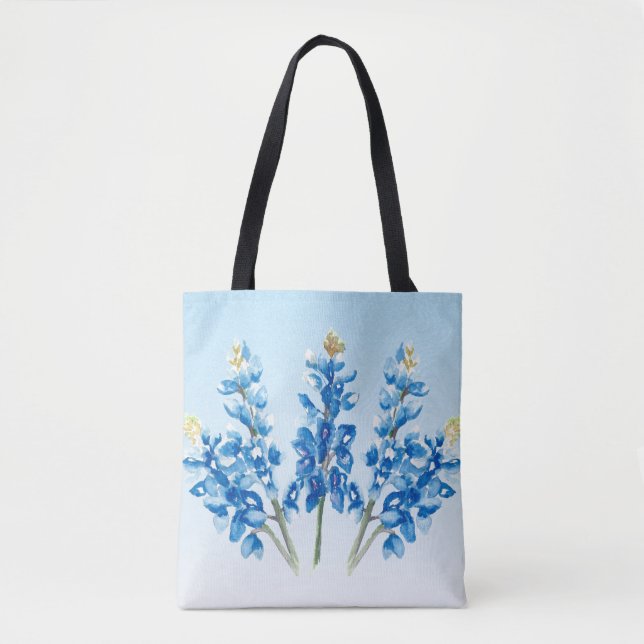 Watercolor Bluebonnets Tote Bag (Front)