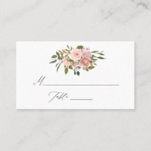 Watercolor Blush and Rose Gold Floral Wedding Place Card
