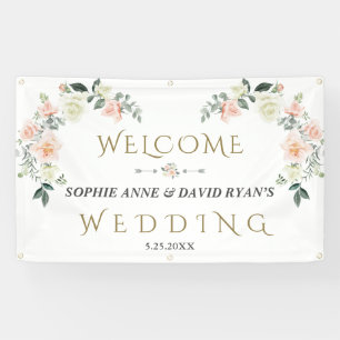 Watercolor Blush Cream Floral Wedding Welcome Sign