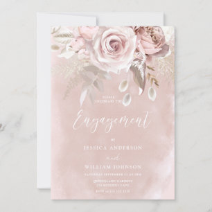 Watercolor Blush & Dusty Rose Engagement Party Invitation
