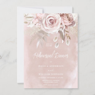 Watercolor Blush & Dusty Rose Rehearsal Dinner Invitation