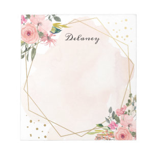 Watercolor Blush Floral Pesonalized Notepad