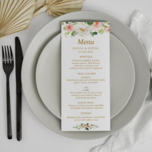 watercolor blush floral wedding menu