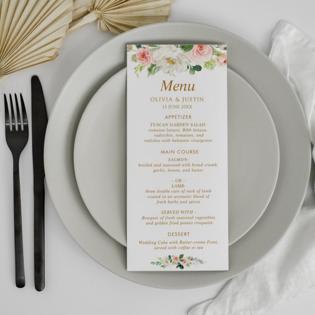 watercolor blush floral wedding menu (Creator Uploaded)