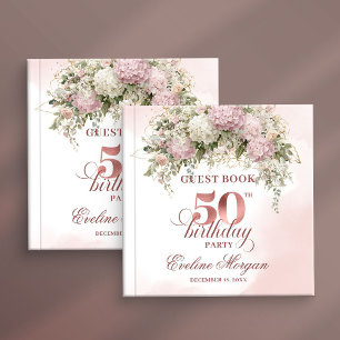 Watercolor Blush Florals 50th Birthday Guest Book
