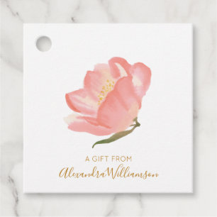 Watercolor Blush Flower Personalised A Gift From Favour Tags