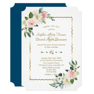 Navy Blue Cream Wedding Invitations | Zazzle.com.au