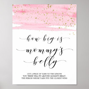 Watercolor Blush & Gold Mummy's Belly Baby Shower Poster