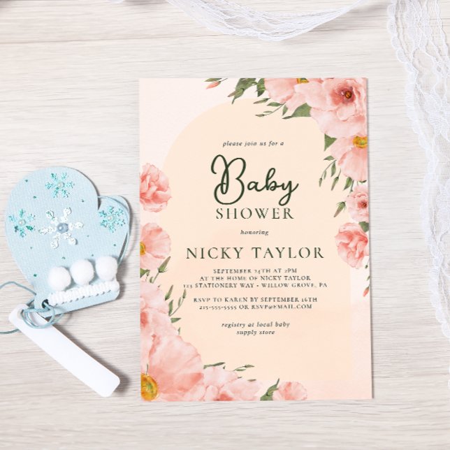 Watercolor Blush Pink Baby Shower Invitation (Creator Uploaded)