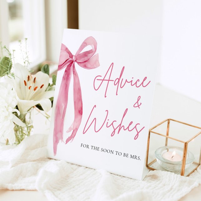 Watercolor Blush Pink Bow  Advice and Wishes Sign (Creator Uploaded)