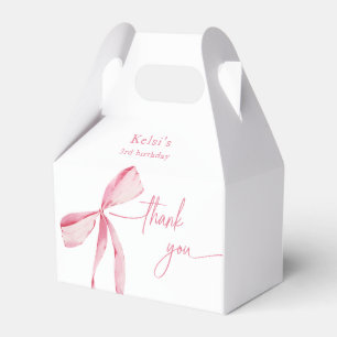 Watercolor Blush Pink Bow Birthday Thank You Favour Box