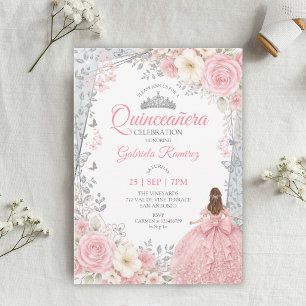 Watercolor Blush Pink Butterflies Quinceañera  Invitation