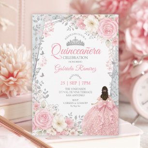 Watercolor Blush Pink Butterflies Quinceañera  Invitation