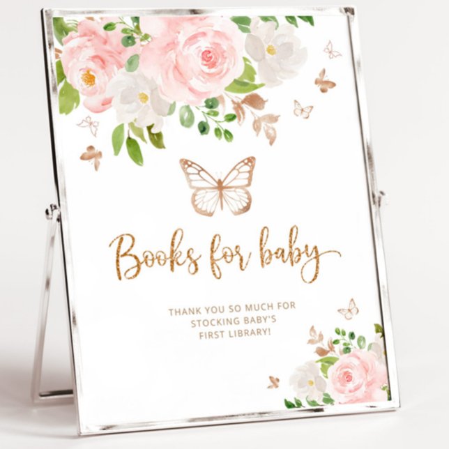 Watercolor blush pink butterfly Books for baby Poster (Creator Uploaded)
