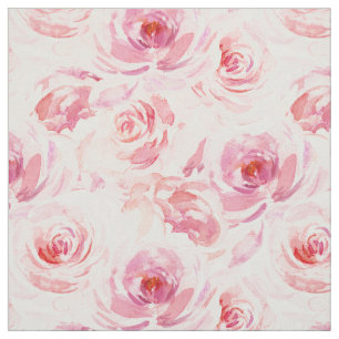 Watercolor Blush Pink Floral Rose Fabric