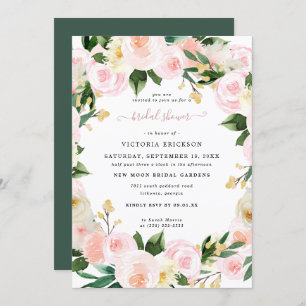 Watercolor Blush Pink Florals Bridal Shower Invitation