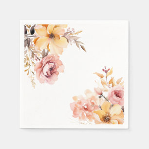 Watercolor blush pink girl baby shower card napkin