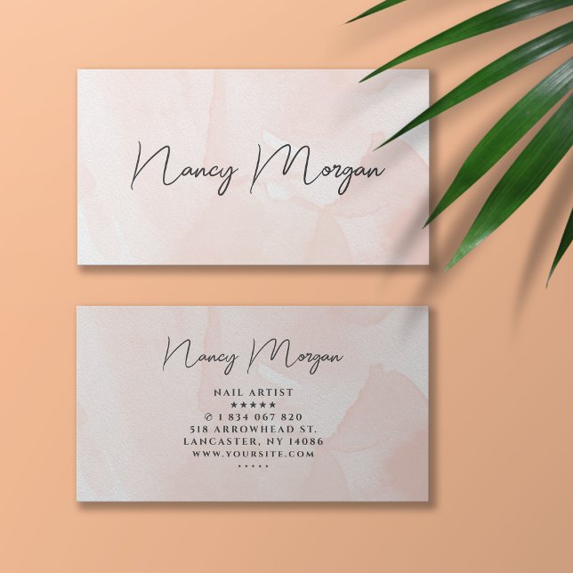 Watercolor Blush Pink Handwritten Script  Business Card (Creator Uploaded)