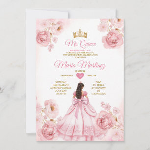 Watercolor Blush Pink Ribbon Bows Mis Quince Invitation