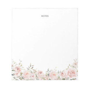 Watercolor Blush Pink Rose Flowers Personised Note