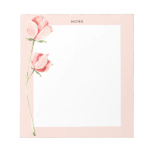 Watercolor Blush Pink Spring Blooms Floral Notepad