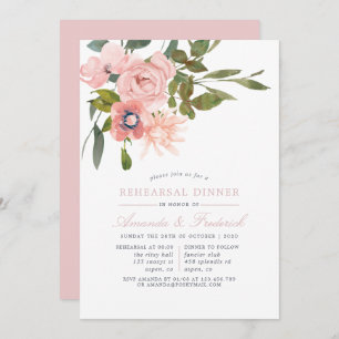 Watercolor Blush Pink Wedding Rehearsal Dinner Invitation