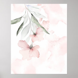 Watercolor Blush Pink Wild Rose Poster