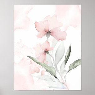 Watercolor Blush Pink Wild Rose Poster