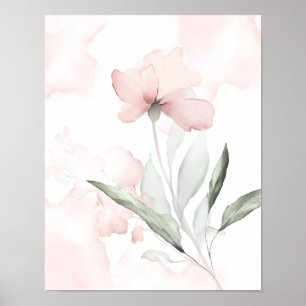 Watercolor Blush Pink Wild Rose Poster