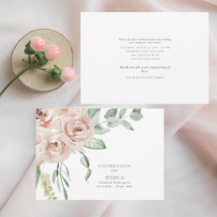 Watercolor Blush Rose Celebration of Life Invitation